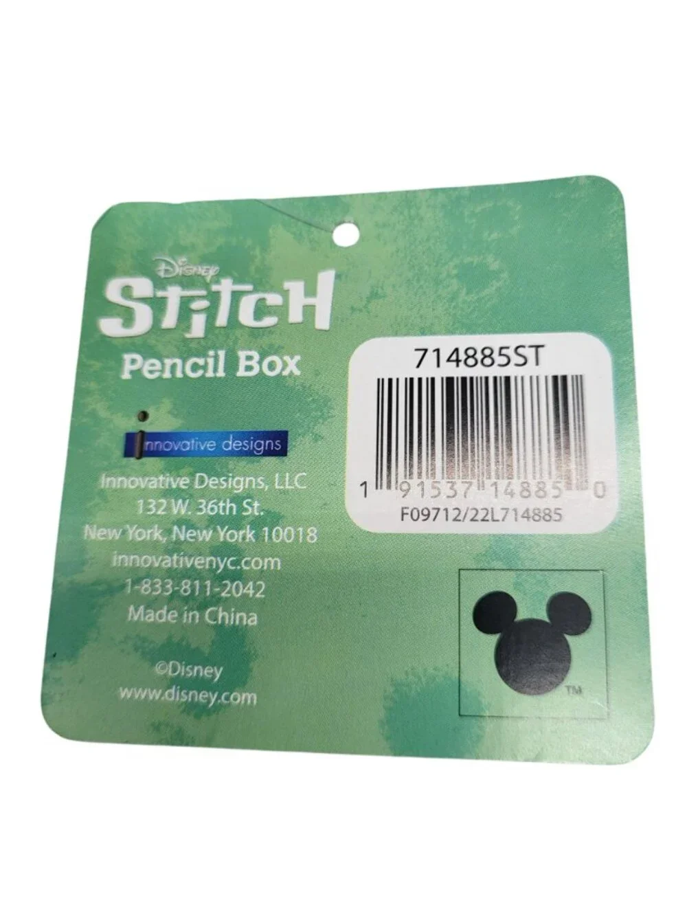 Disney Stitch Pencil Case Box With Zipper Closure & Flower Design Blue